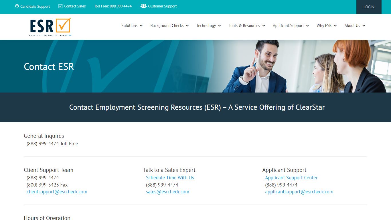 Contact Us – Employment Screening Resources