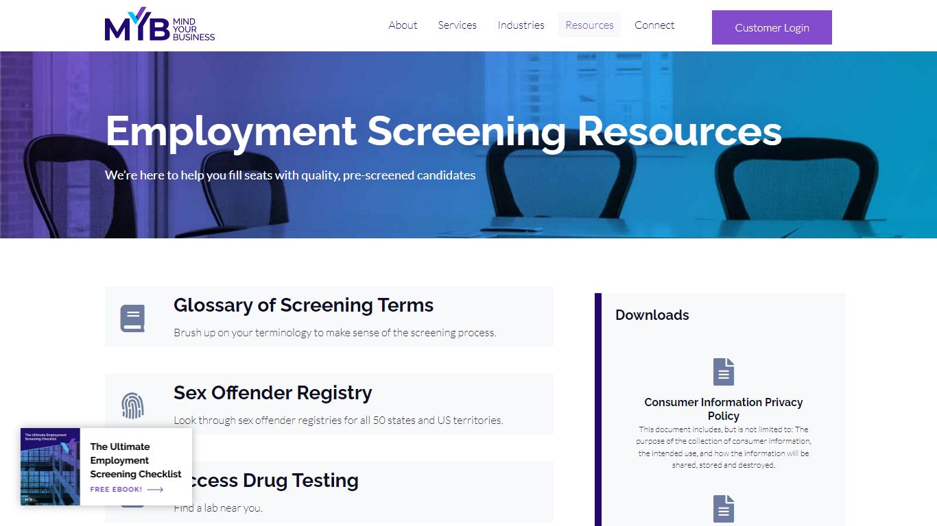 Employment Screening Resources | Mind Your Business Inc.